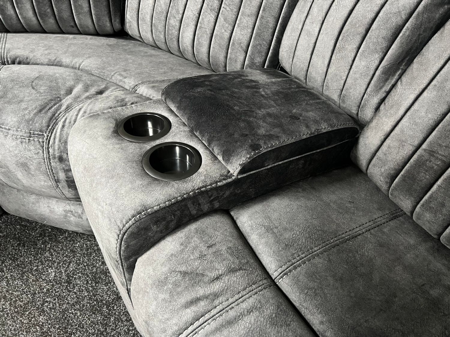 Charcoal Fabric Modular Electric Recliner Corner Sofa with USB Console