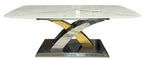 Cream Marble Effect Coffee Table with Silver and Gold Cross Base