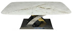 Cream Marble Effect Coffee Table with Silver and Gold Cross Base