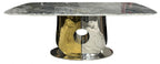 Grey Marble Effect Coffee Table with Gold and Silver Metal Pedestal Base