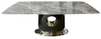 Grey Marble 2.0m/1.8m Dining Table with Chrome and Gold Block Pedestal Base