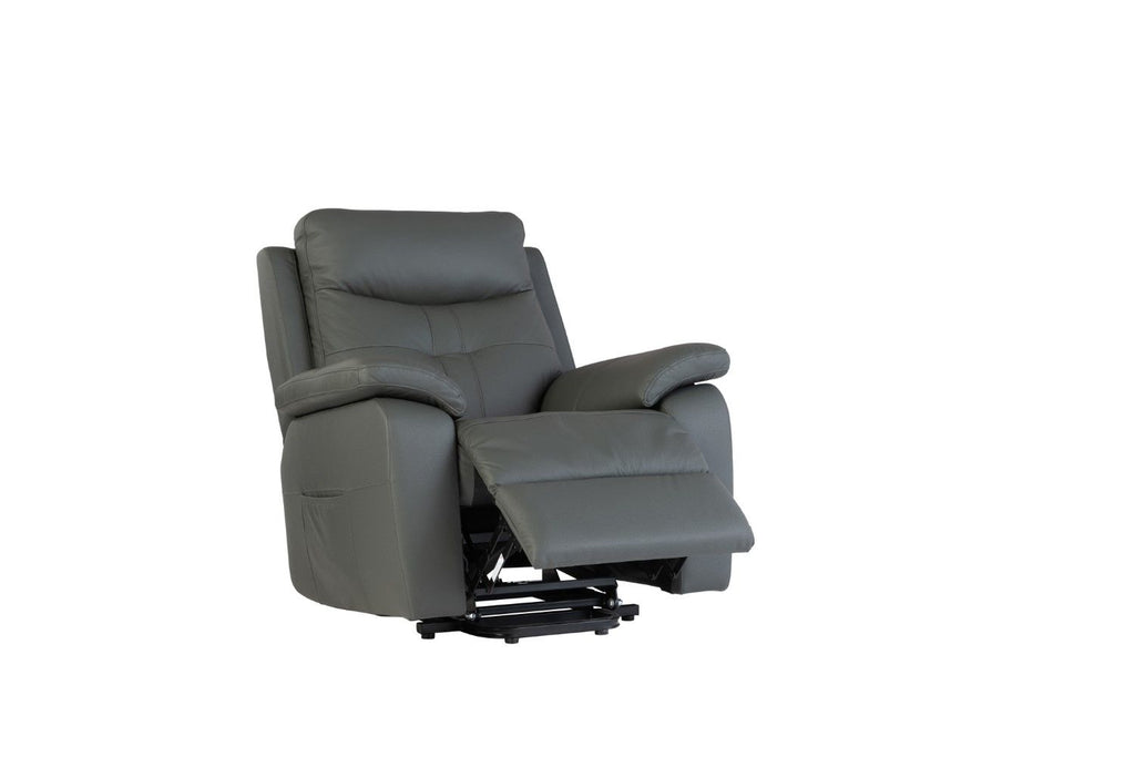 Charcoal Leather Upholstered Electric Power Recliner