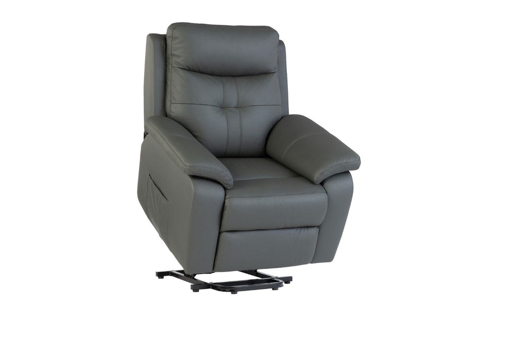 Charcoal Leather Upholstered Electric Power Recliner