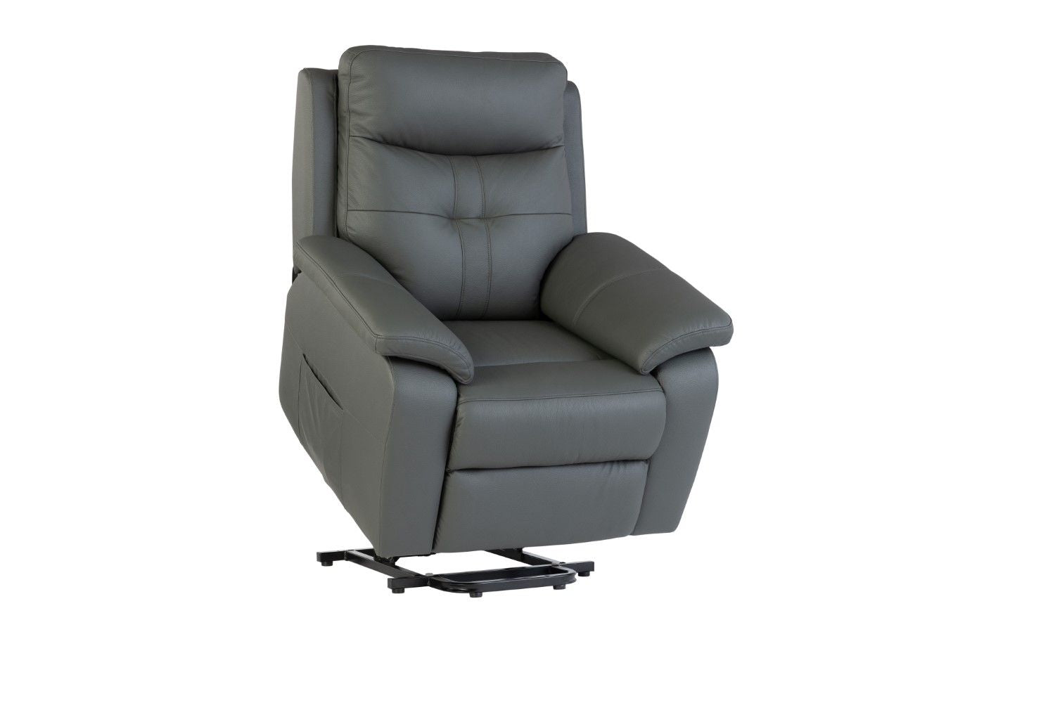 Charcoal Leather Upholstered Electric Power Recliner