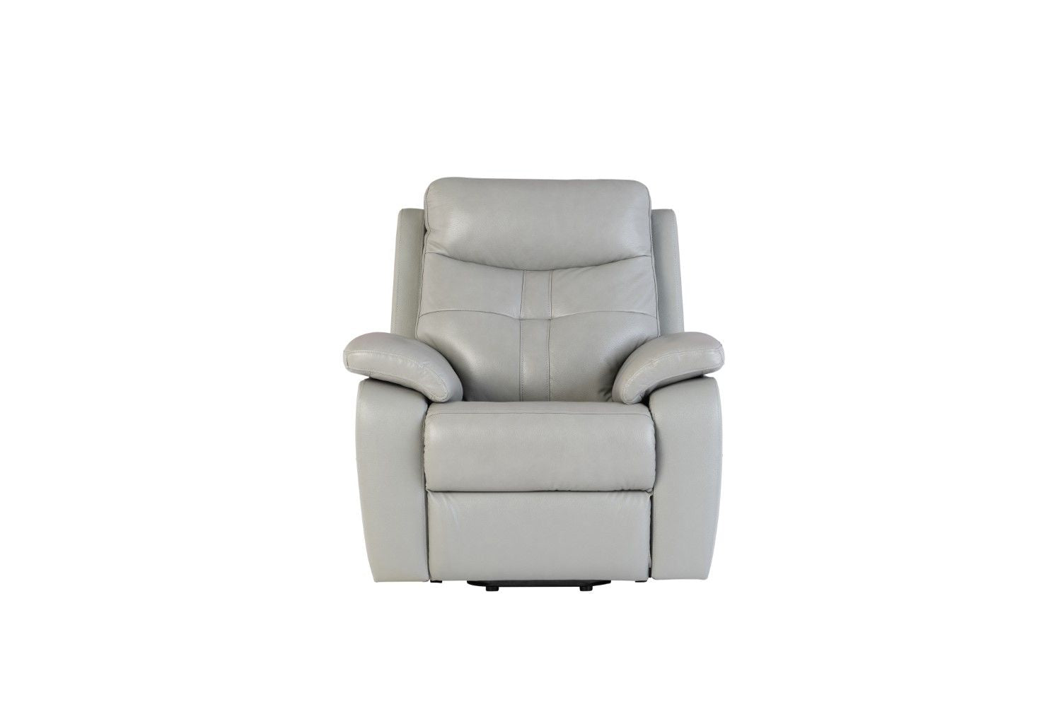 Grey Leather Electric Power Recliner with USB Charger