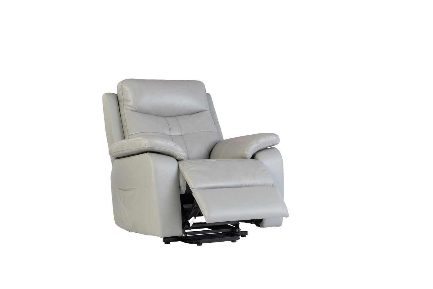 Grey Leather Electric Power Recliner with USB Charger