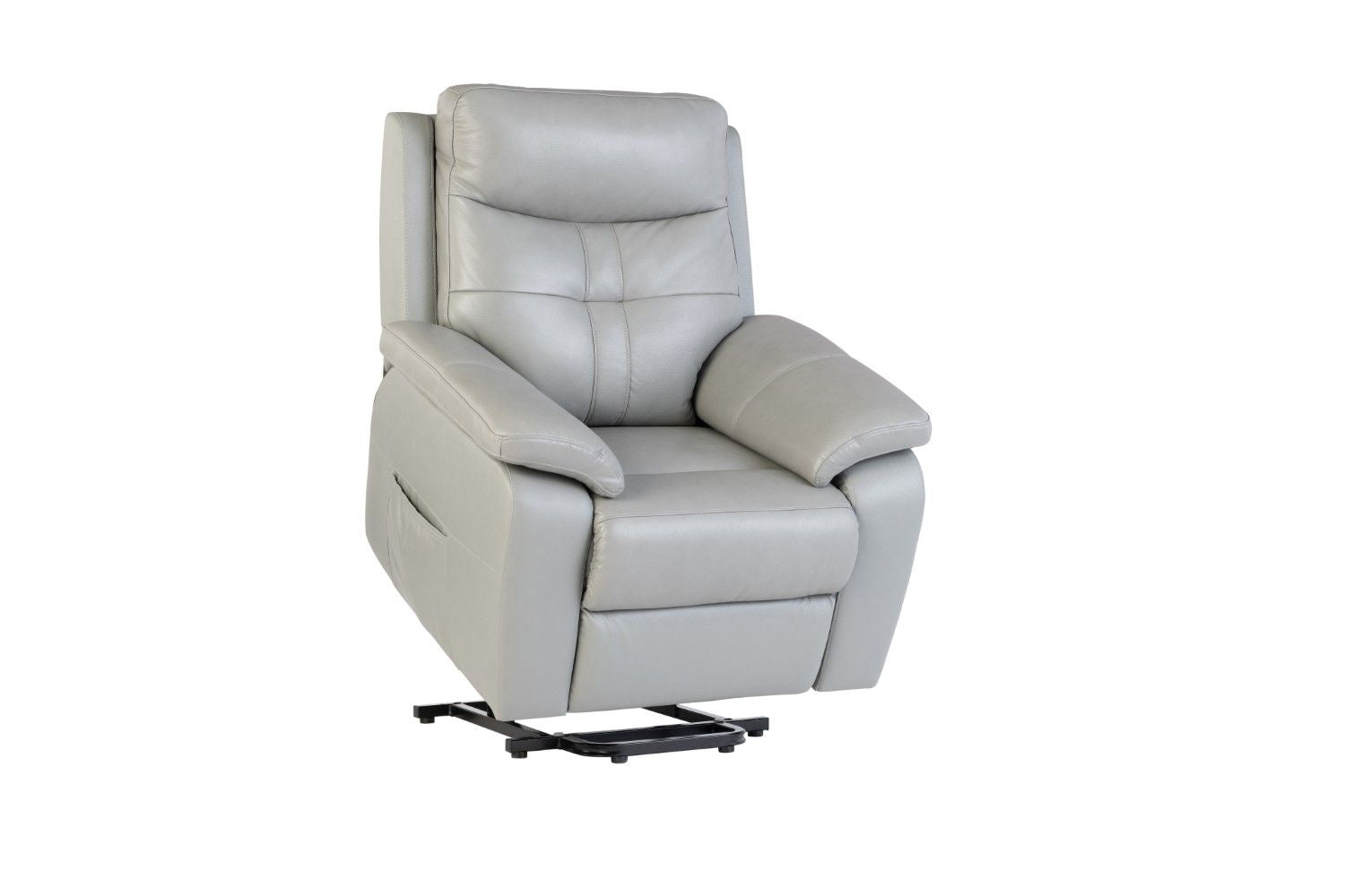 Grey Leather Electric Power Recliner with USB Charger