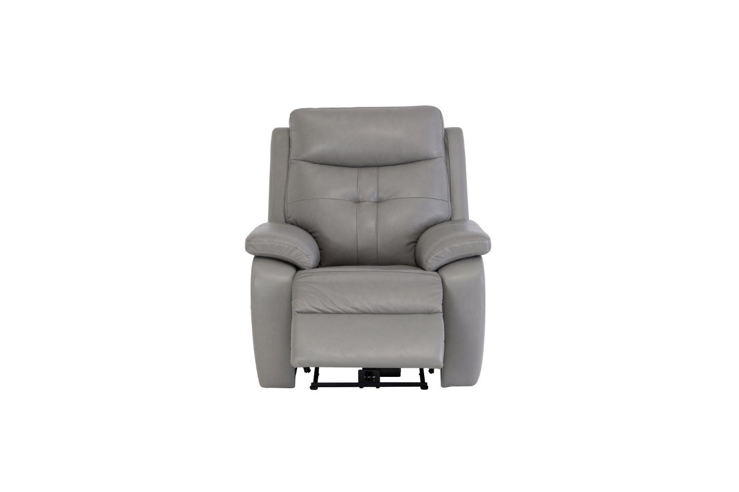 Grey Leather Electric Power Recliner with USB Charger