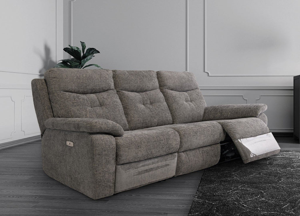 Graphite Fabric 3 Seater Electric Power Recliner Sofa