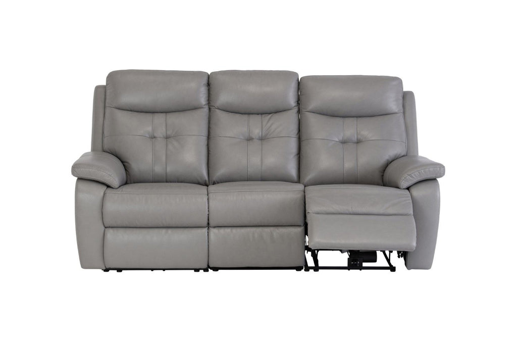 Grey Leather 3 Seater Electric Power Recliner Sofa