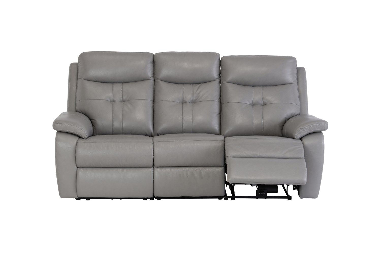 Grey Leather 3 Seater Electric Power Recliner Sofa