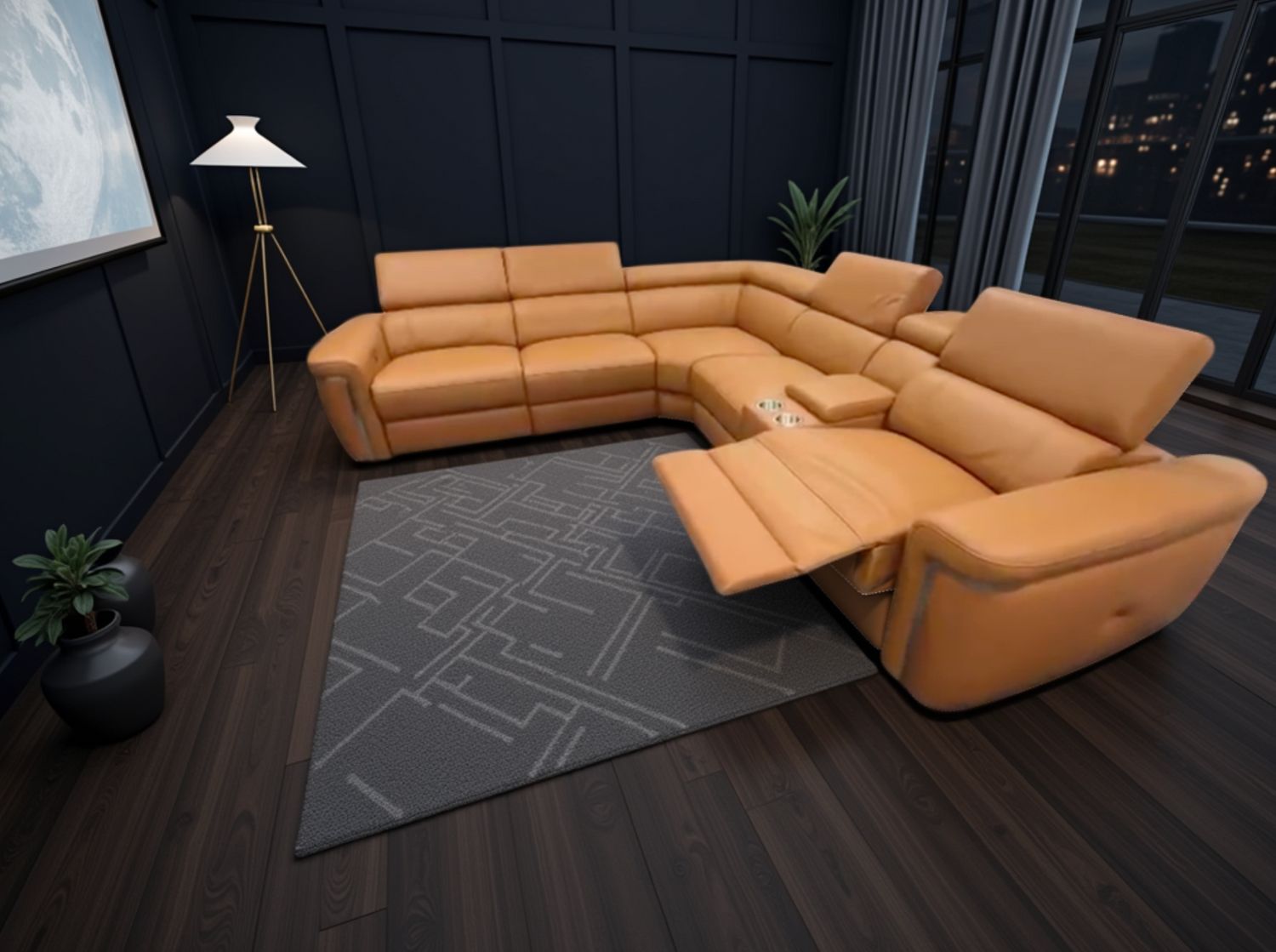 Somerville Electric Recliner Sofa Tan Large Corner