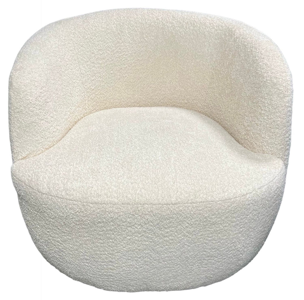 Ivory Boucle Swivel Tub Chair with 360 Degree Rotation