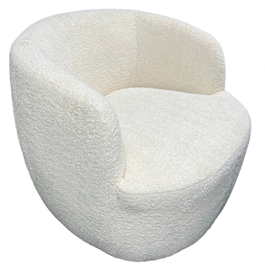 Ivory Boucle Swivel Tub Chair with 360 Degree Rotation