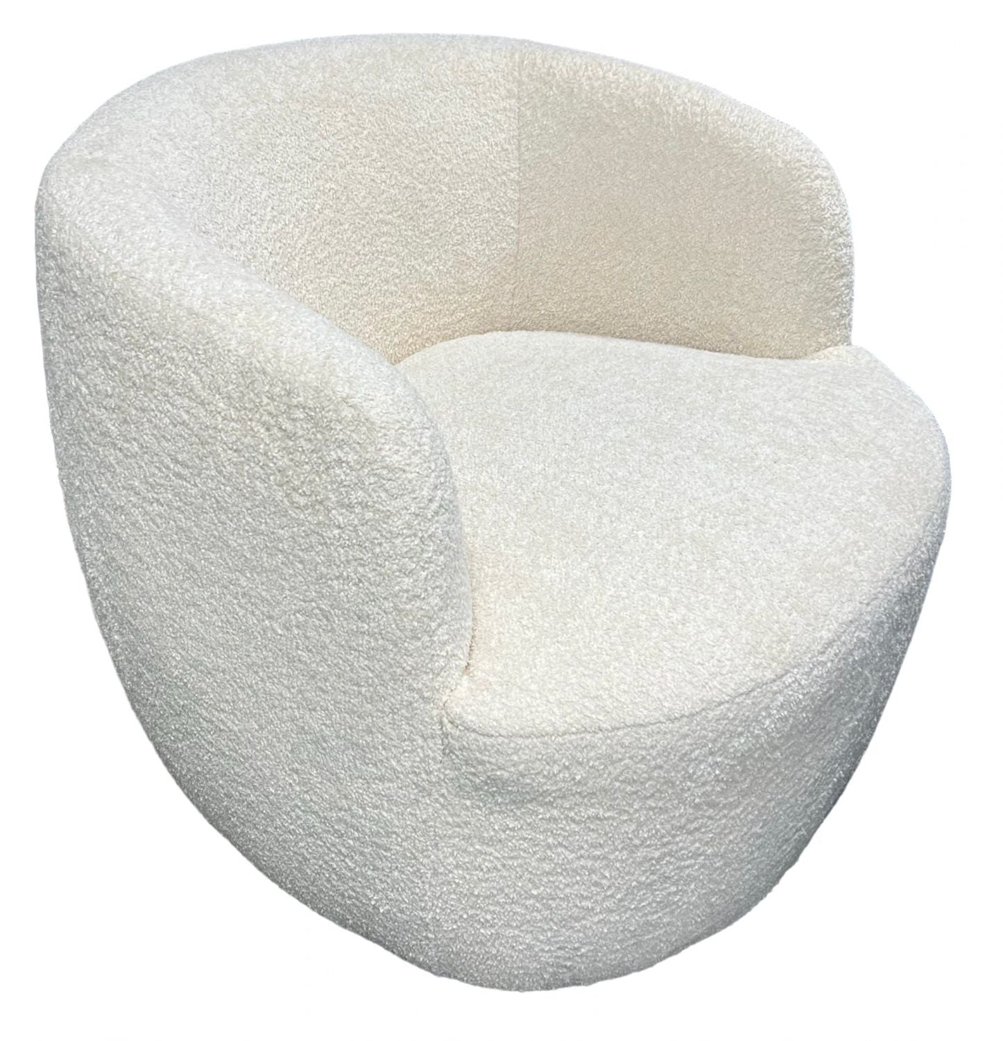 Ivory Boucle Swivel Tub Chair with 360 Degree Rotation