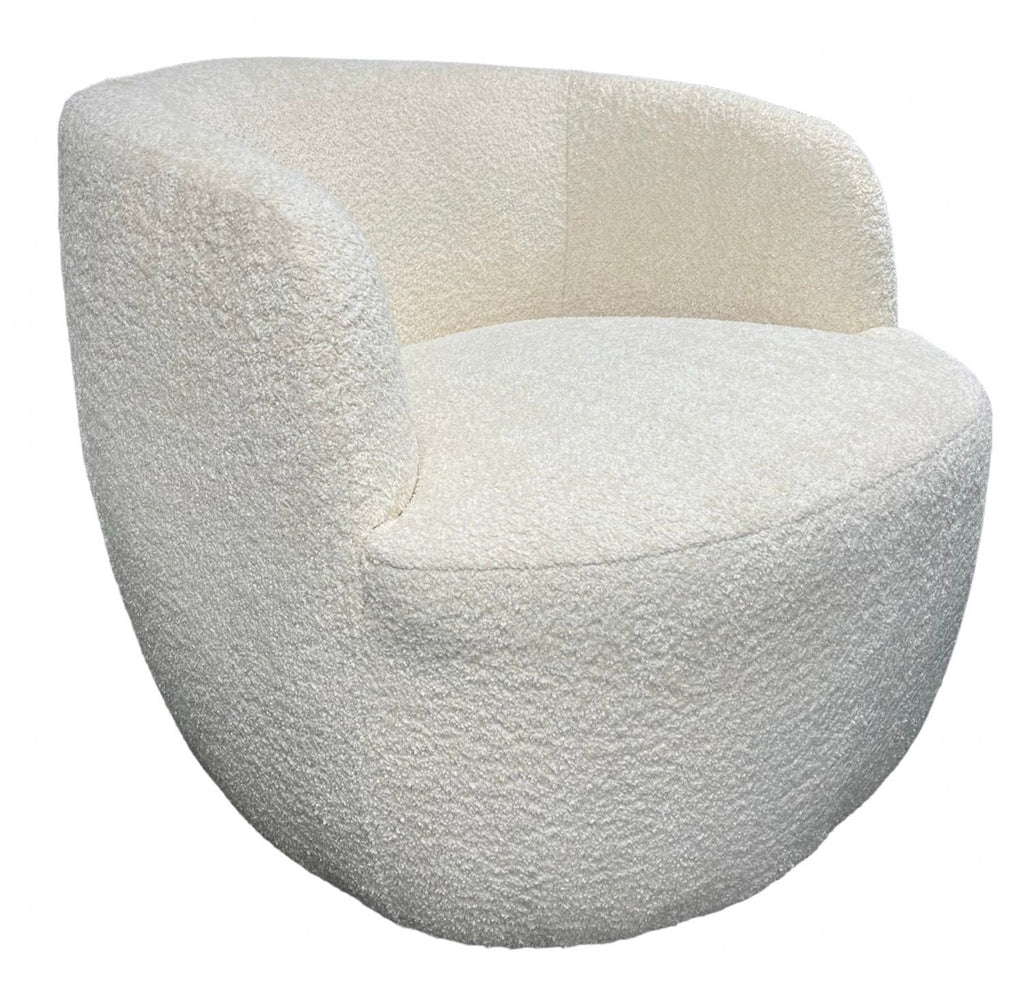 Ivory Boucle Swivel Tub Chair with 360 Degree Rotation