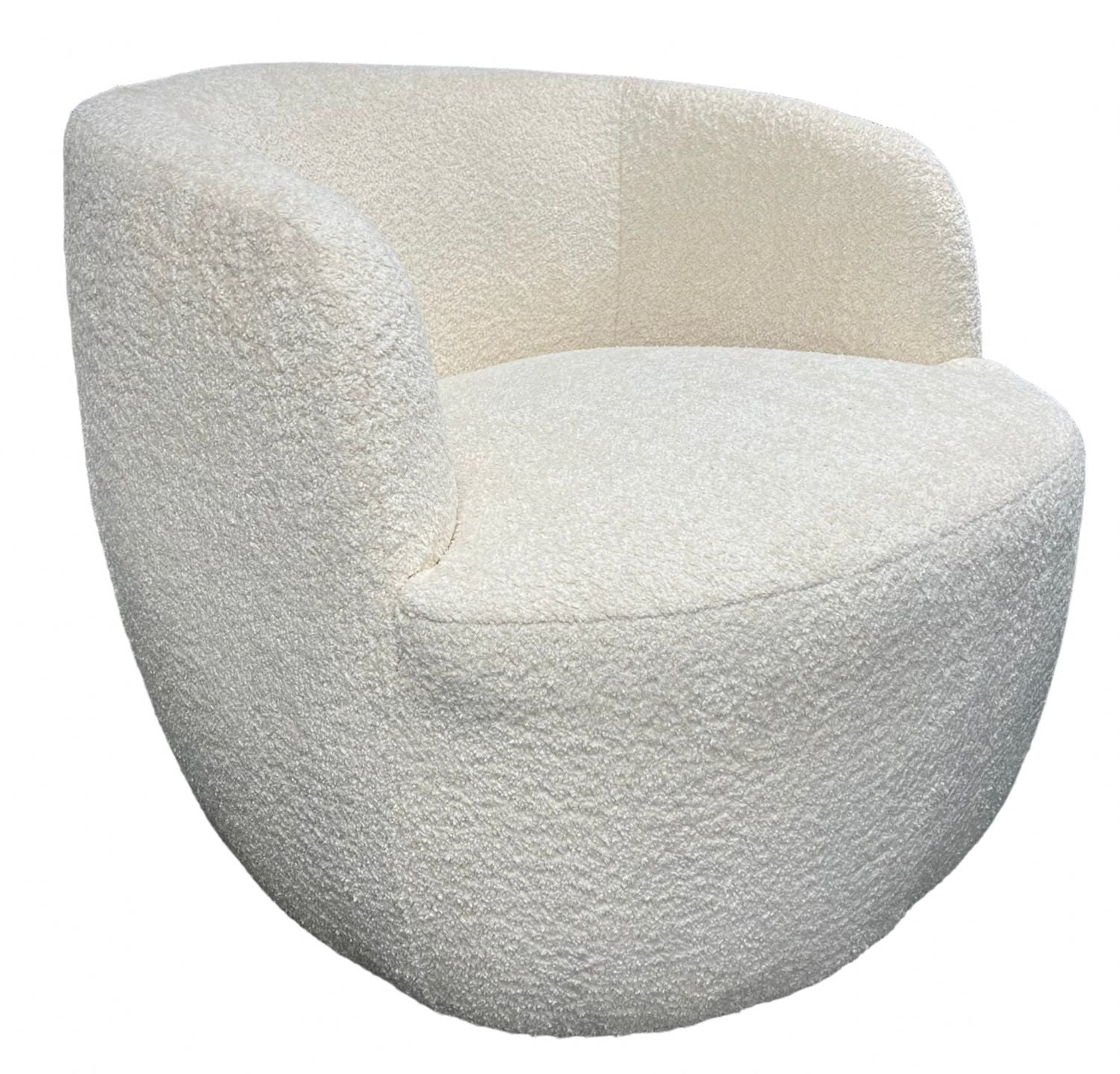 Ivory Boucle Swivel Tub Chair with 360 Degree Rotation