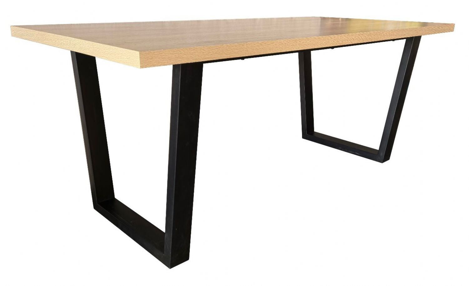 Industrial Large Oak Effect 180cm Rectangular Dining Table with Black Metal Legs