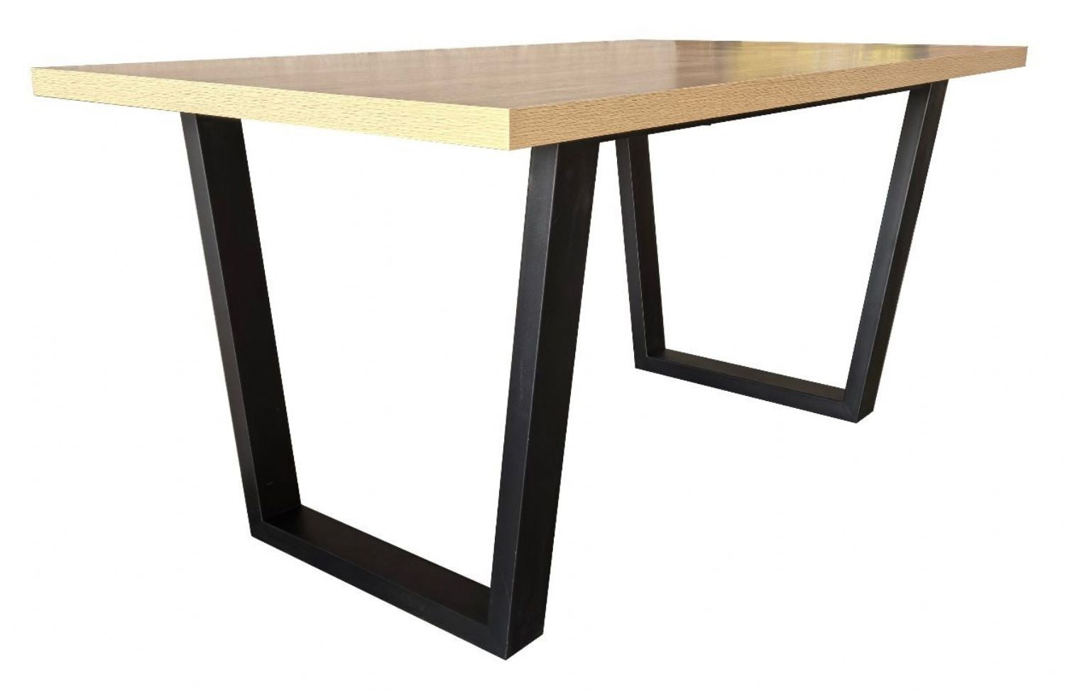Industrial Large Oak Effect 150cm Rectangular Dining Table with Black Metal Legs