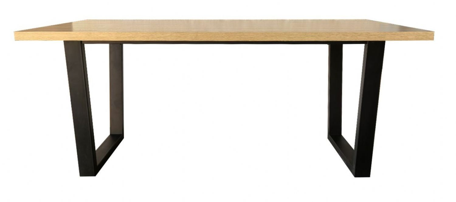 Industrial Large Oak Effect 150cm Rectangular Dining Table with Black Metal Legs
