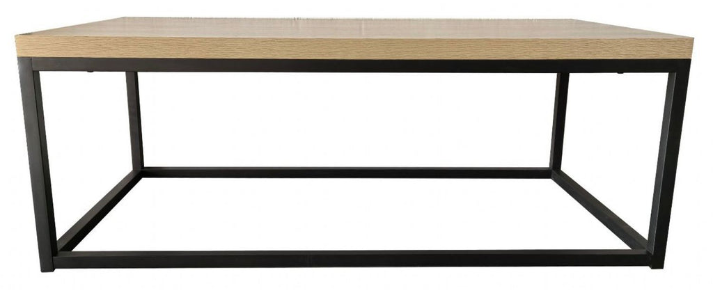 Industrial Oak Effect Coffee Table with Black Metal Frame