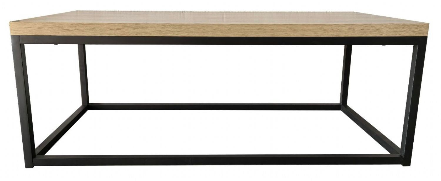 Industrial Oak Effect Coffee Table with Black Metal Frame