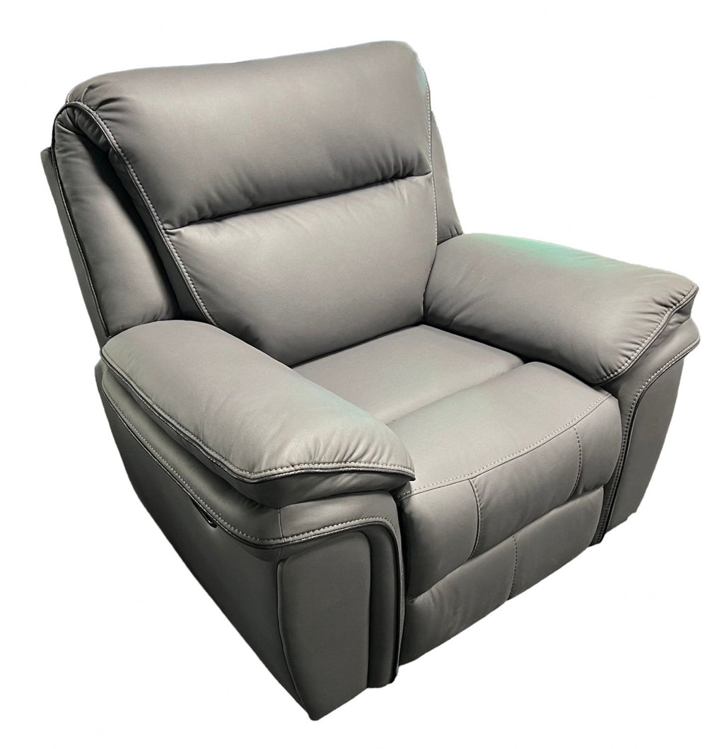 Grey Leather Fabric Upholstery Sofa Recliner Armchair