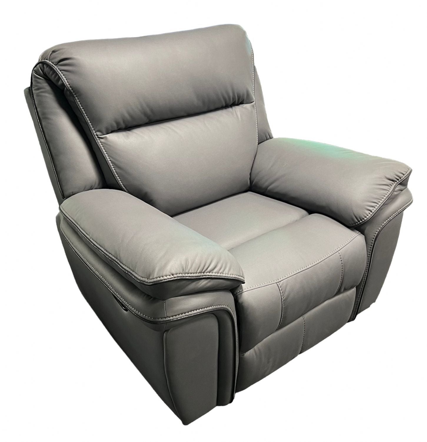 Grey Leather Fabric Upholstery Sofa Recliner Armchair