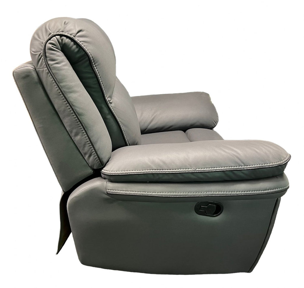 Grey Leather Fabric Upholstery Sofa Recliner Armchair