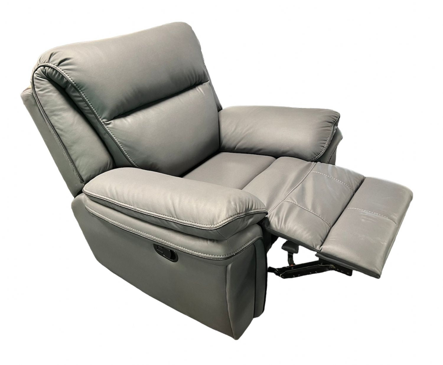 Grey Leather Fabric Upholstery Sofa Recliner Armchair