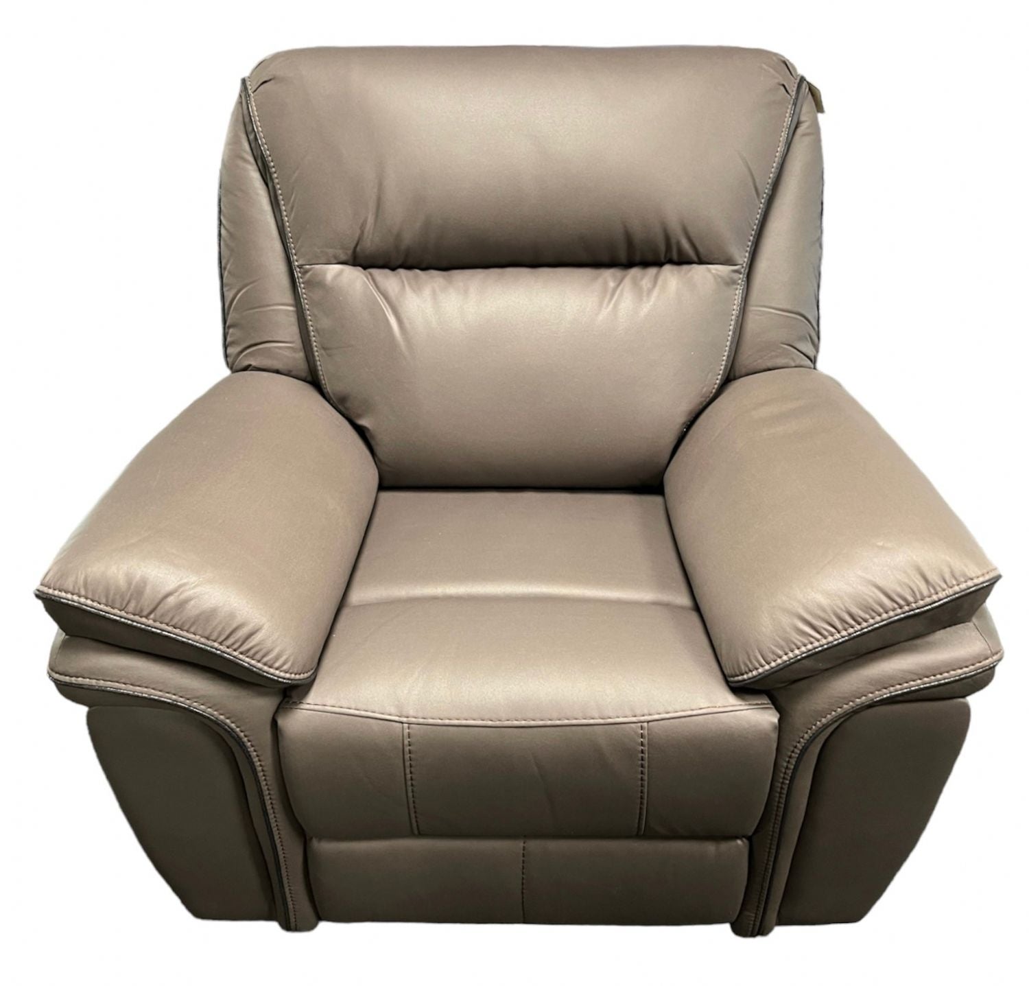Brown Leather Fabric Upholstery Sofa Recliner Armchair