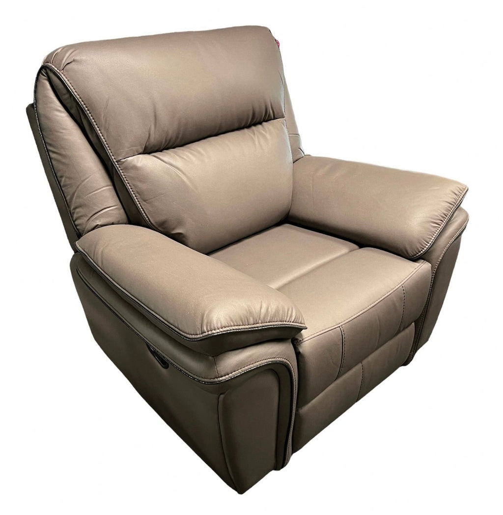 Brown Leather Fabric Upholstery Sofa Recliner Armchair