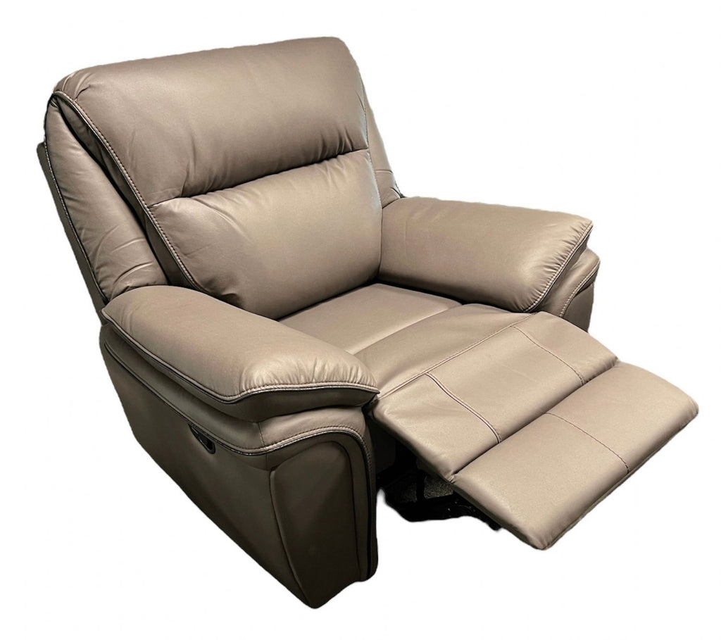 Brown Leather Fabric Upholstery Sofa Recliner Armchair
