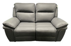 Grey Leather Fabric Upholstery 2 Seater Recliner Sofa
