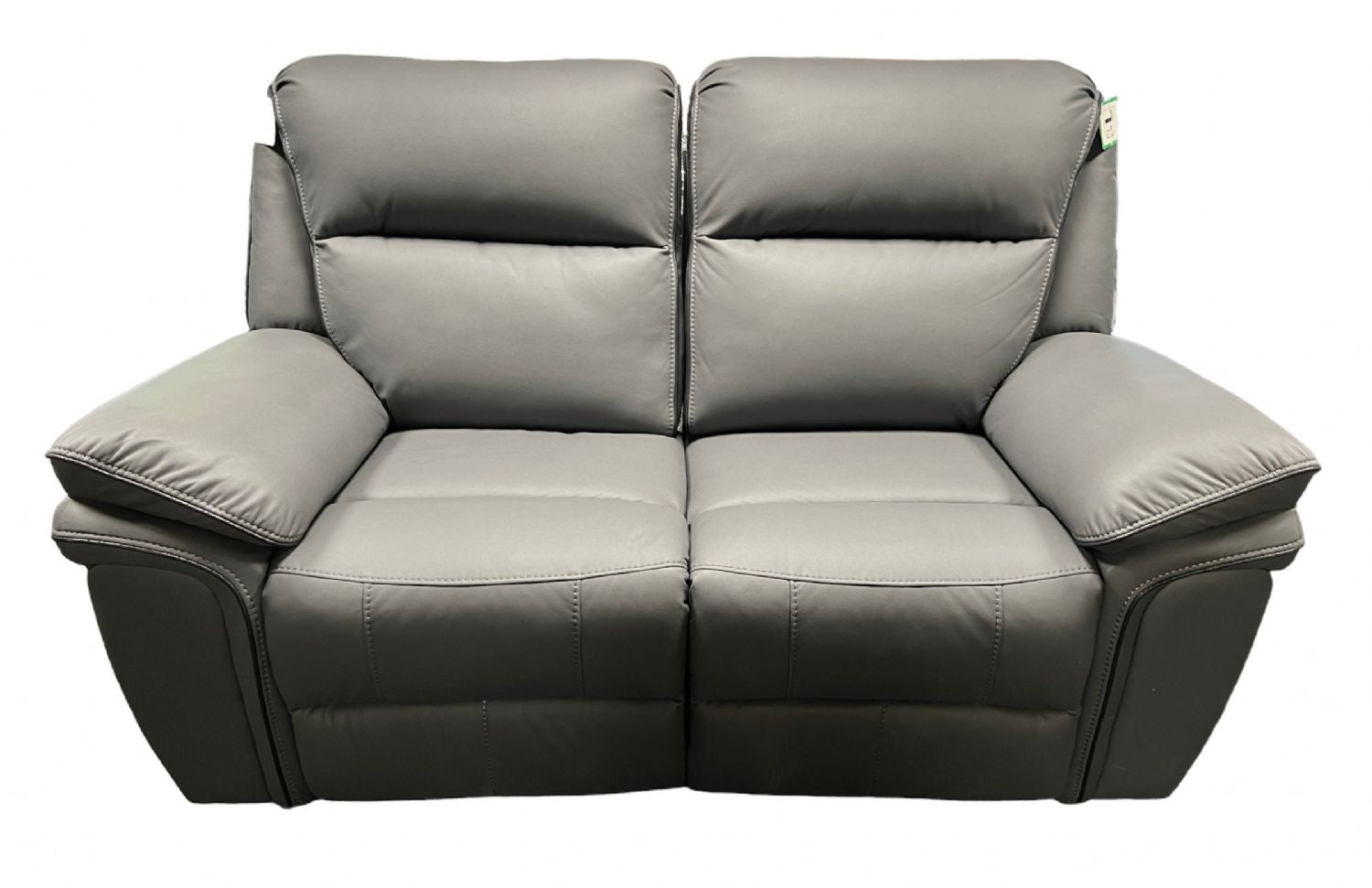 Grey Leather Fabric Upholstery 2 Seater Recliner Sofa