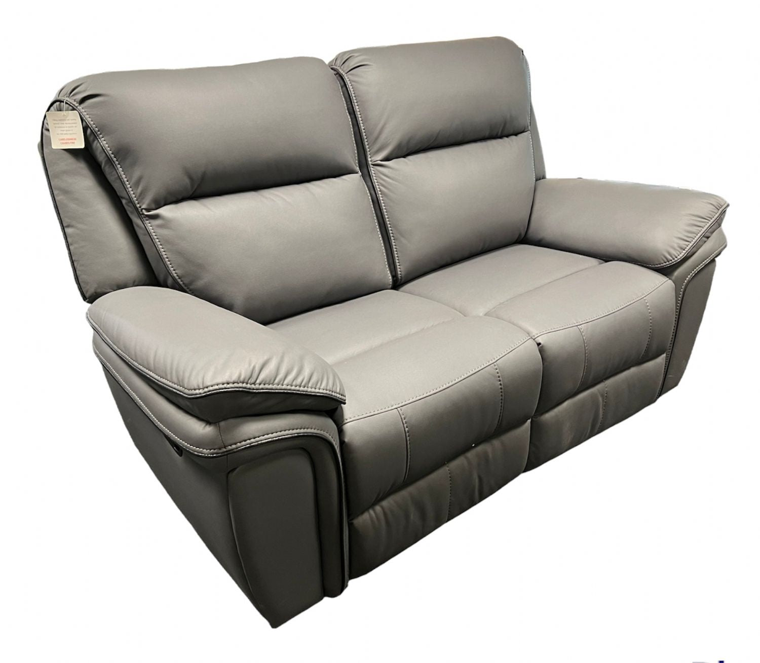 Grey Leather Fabric Upholstery 2 Seater Recliner Sofa