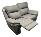 Grey Leather Fabric Upholstery 2 Seater Recliner Sofa