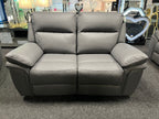 Grey Leather Fabric Upholstery 2 Seater Recliner Sofa