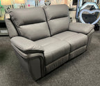Grey Leather Fabric Upholstery 2 Seater Recliner Sofa