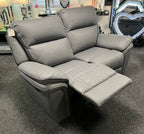 Grey Leather Fabric Upholstery 2 Seater Recliner Sofa