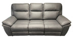 Grey Leather Fabric Upholstery 3 Seater Recliner Sofa