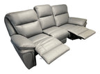 Grey Leather Fabric Upholstery 3 Seater Recliner Sofa