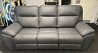 Grey Leather Fabric Upholstery 3 Seater Recliner Sofa