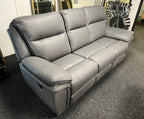 Grey Leather Fabric Upholstery 3 Seater Recliner Sofa