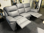 Grey Leather Fabric Upholstery 3 Seater Recliner Sofa