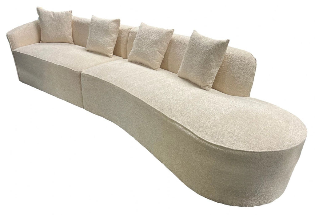 Ivory Boucle Left Hand 5 Seater Curved Sofa