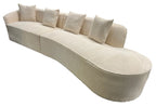Ivory Boucle Left Hand 5 Seater Curved Sofa