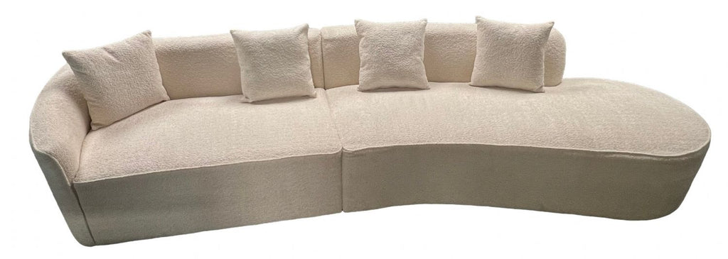 Ivory Boucle Left Hand 5 Seater Curved Sofa