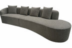 Grey Boucle Fabric Right Hand 5 Seater Sofa with Curved Design