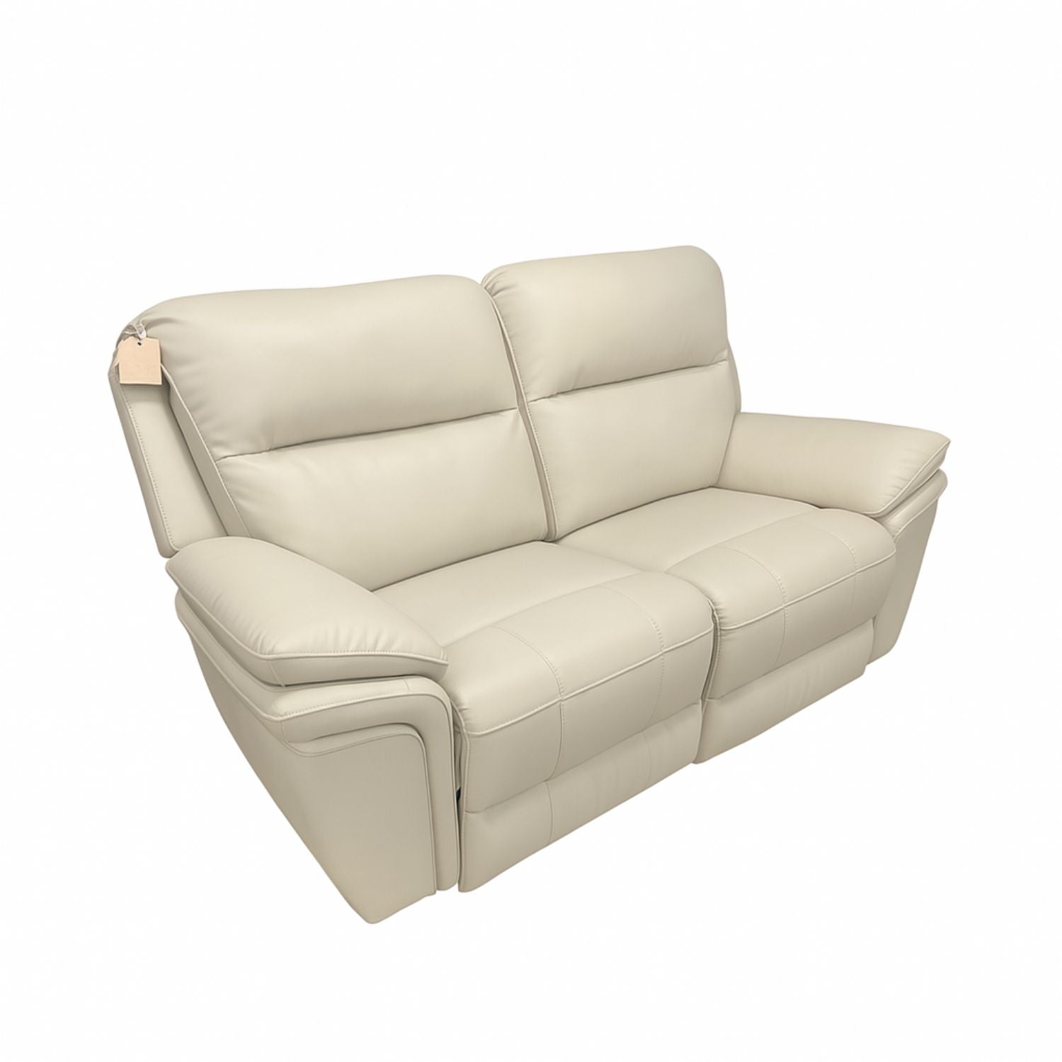 Ivory Leather Fabric Upholstery 2 Seater Recliner Sofa